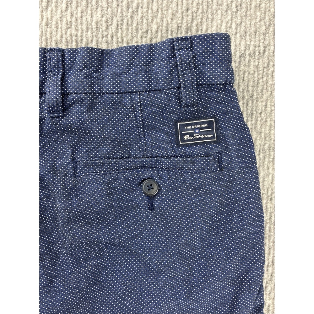 Ben Sherman The Original Men's Navy Blue Micro Dot Chico Shorts W28 100% Cotton - Picture 9 of 9